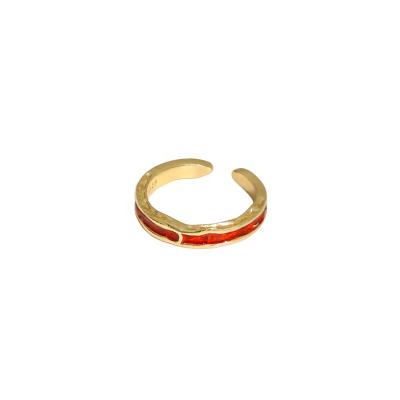 China TRENDY Custom Jewelry 925 Sterling Silver Dainty Jewelry Gold Plated Enamel Adjustable Ring for sale