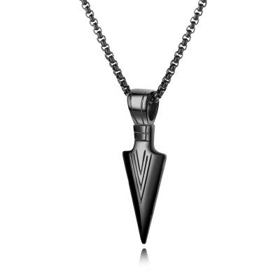 China Punk Style Punk Jewelry Black Gold Plated Stainless Steel Arrow Shape Spearhead Necklace for sale