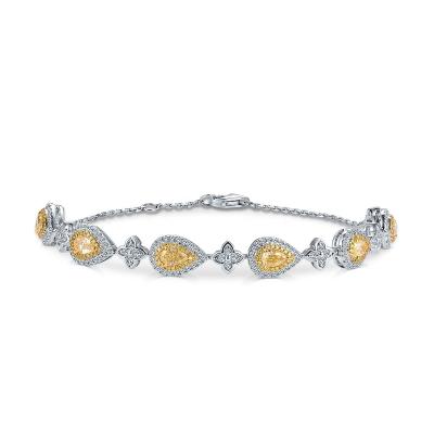 China Fashion CLASSIC Jewelry 925 Sterling Silver Rhodium Yellow Gold Plated Pear Cut Diamond Yellow Bracelet for sale