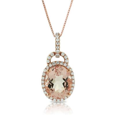 China Fashion CLASSIC 925 Sterling Silver Jewelry Oval Morganite Rose Gold Plated Wedding Necklace for sale