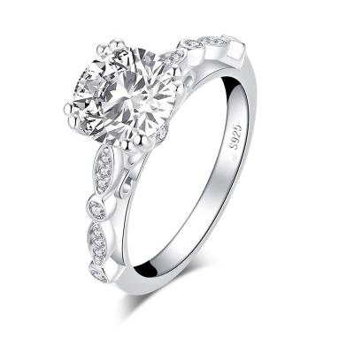 China 925 Sterling Silver Jewelry 9mm Ethnic Round White Zirconia Diamond Engagement Ring for sale