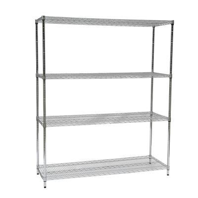 China Strong Load Bearing 4 Layer Chrome Plated Wire Mesh Shelf for sale