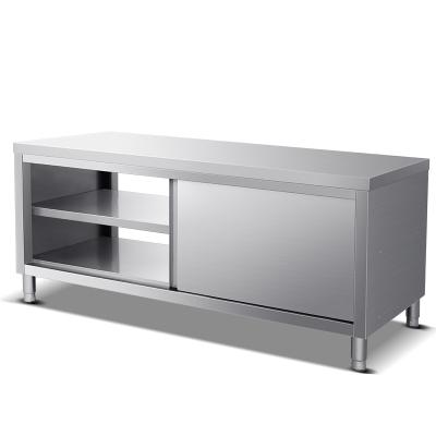 China No stainless steel sliding door work table single pass / table double pass filling commercial storage cabinet for sale