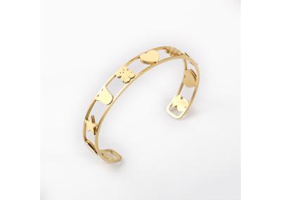 China Open Hollow Out Stainless Steel Bangles Gold Plated Stainless Steel Bracelets For Ladies for sale