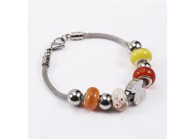 China Natural Stone Bead Mesh Chain Bracelet / Stainless Steel Snake Chain Bracelet for sale