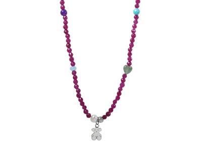 China Purple Heart Shaped Gemstone Necklaces / Long Chain Necklace With Pendant for sale