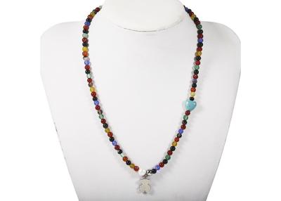 China Mixed Color Gemstone Beaded Necklaces Natural Stone Jewelry With Unique Pendant for sale