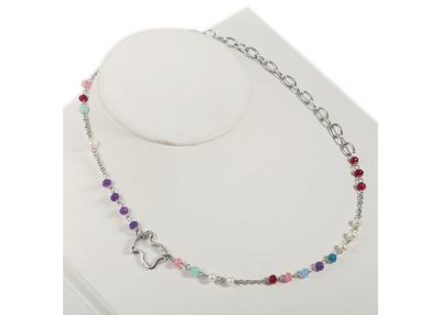 China Two Style Stainless Steel Bead Chain Necklace Handmade Gemstone Jewelry For Girls for sale