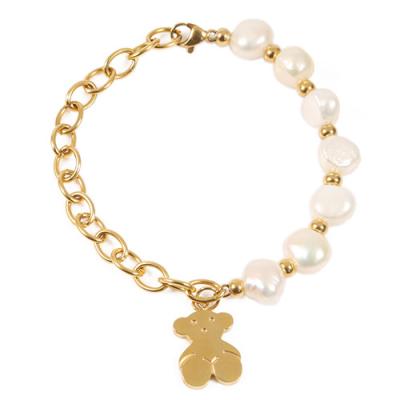 China Party Stainless Steel Bracelets / Gold Plated Bracelet Chain With Freshwater Pearl for sale