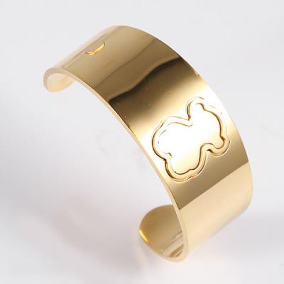 China Custom Cuff 316L Stainless Steel Bangle Bracelet OEM / ODM With Gold Plated for sale