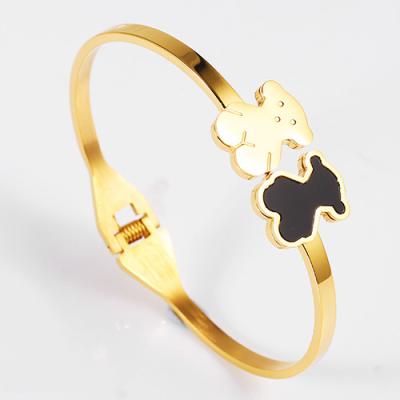 China Gold Plated Open Cuff Bangle Bracelet , 316L Stainless Steel Bracelets For Ladies for sale