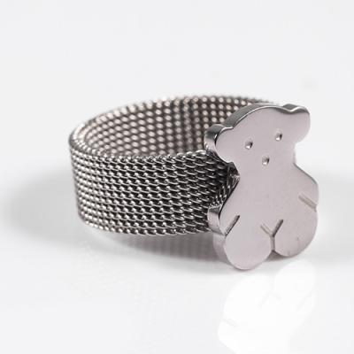 China Mesh design Stainless steel Ring silver color Ring Jewelry for sale