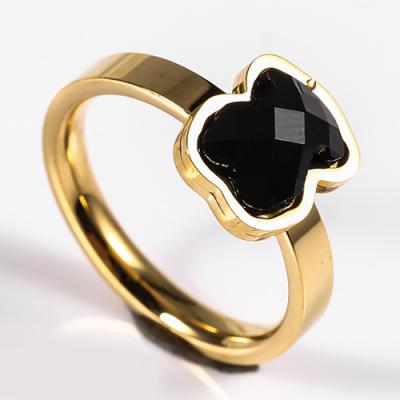 China New design Stainless steel Ring With Black Stone Ring Jewelry for sale