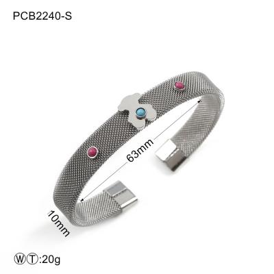 China Silver Plated Women's Stainless Steel Jewelry / Cuff Bangle Bracelet for sale