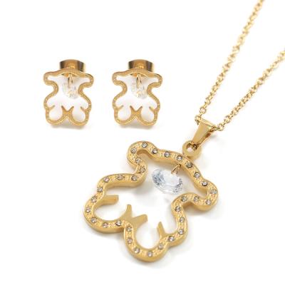 China Fantastic Gold Plated Stainless Steel Jewelry Necklace And Earrings for sale