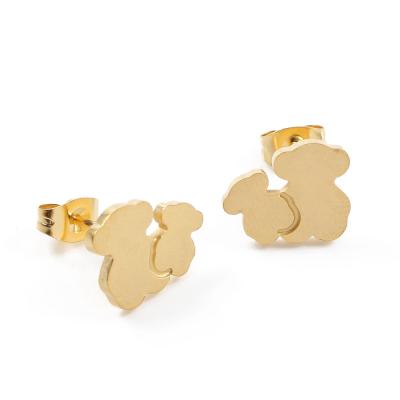 China Double Cute Bear Gold Or Silver Earring For Girl Corrosion Resistance for sale