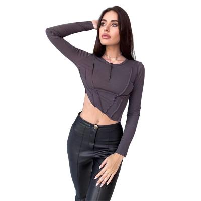 China Hot Selling Women Spring Ladies Tops Sexy QUICK DRY Cotton Solid Crop Tops Shirts for sale