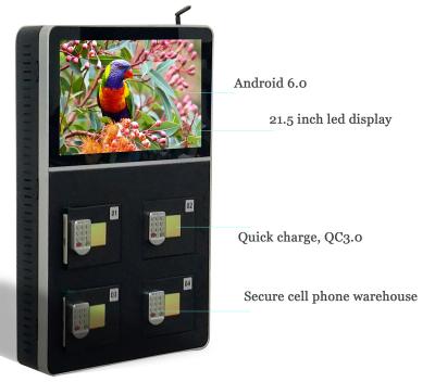 China Indoor 21.5 Wall Mount Advertising Charging Station Kiosk for sale