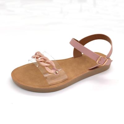 China Fashion Trend Fashion Summer Women Chain Shoes Flat Transparent Slide Sandals For Women And Ladies for sale