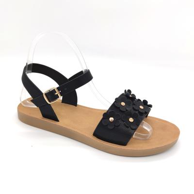 China NEW fashion trend LADIES PVC INJECTION FLAT SANDALS FOR WOMEN WITH FLOWERS COMFORTABLE SHOES for sale