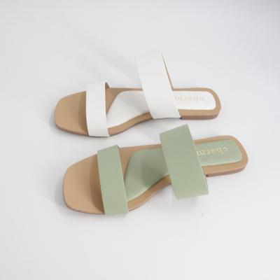 China Fashion Trend Summer Beach Flat Shoes Fashion Girls PU Open Toe Female Slippers PU Belt Flat Shoes For Women for sale