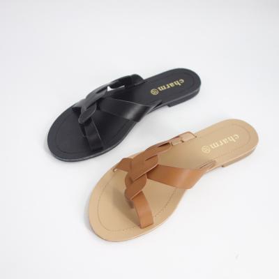 China Fashion Trend New Fashion Woven Breathable Flat Slippers for sale