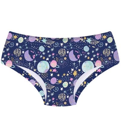 China Ladies Antibacterial Lingerie Printing Apparel Leisure Planet Color Cartoon Comfortable Underwear Made Of Cotton Marked Ladies Short Underwear for sale