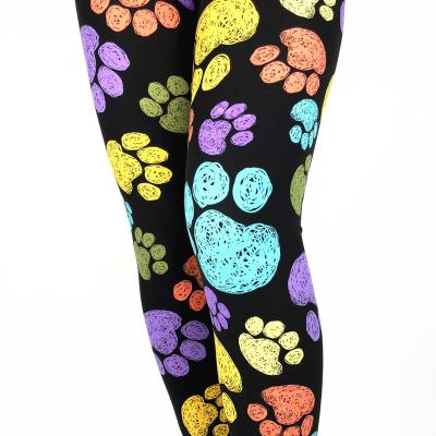 China Custom High Quality Breathable Comfortable Anti-wrinkle New Milk Shape Women's Dog Paw Print Children's Tights Pants for sale