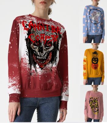 China 2021 New Anti-Wrinkle Halloween Christmas Eve Dance Round Neck Printed Long Sleeve T-Shirt for sale