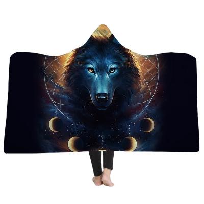 China Hot Selling Wearable Adult Hoodie Blanket Printed Oversized Hooded Blanket For Winter for sale