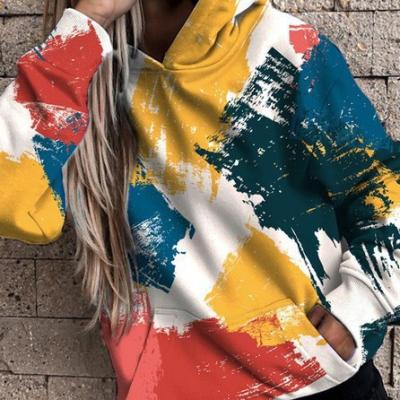 China Anti-wrinkle Autumn And Winter Printed Hoodie Big Loose Tie Dyed Pullover Long Sleeve Sweater for sale