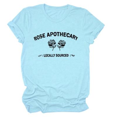 China Rose Apothecary Locally Print T-shirt Women Female 100% Cotton Tops Tshirt Ladies Breathable Short Sleeve Tee Women Clothes Camiseta for sale