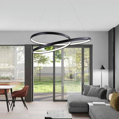 China Modern Luxury Circle Design Modern Hanging Black Aluminum Fixtures Led Chandeliers Pendant Lights For Home Decor for sale