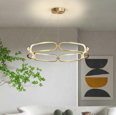 China Modern Unique Creative Aluminum Circle Shape Gold Vintage Ring Style Design Led Pendant Light For Indoor Decor for sale