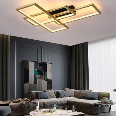 China Outdoor Mounted Fixtures Mounted New Modern Design Brass Square Gold Aluminum Luxury Led Ceiling Lamp For Home for sale