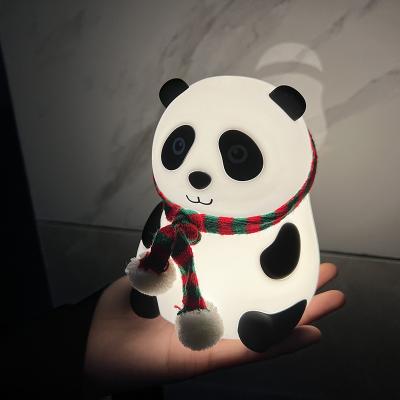 China Cute Panda Toddler Night Lights Bedroom Lamp Kids LED Nightlight Battery Silicone Soft and Smooth Portable Squishy Animals Kids Gifts for sale