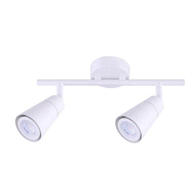 China Industrial White Glass Surface Mounted Practical 2 Track Home Decorative Kitchen Spotlight Lights GU10 Dual Head for sale