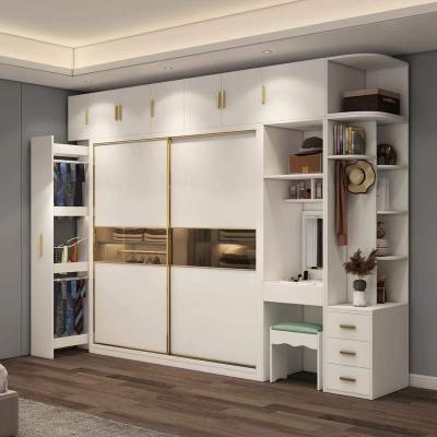 China Global Custom Assembly Foldable Nordic Modern Simple Style Push And Pull Type Door Lattice Light Luxury Solid Wood Wardrobe for sale