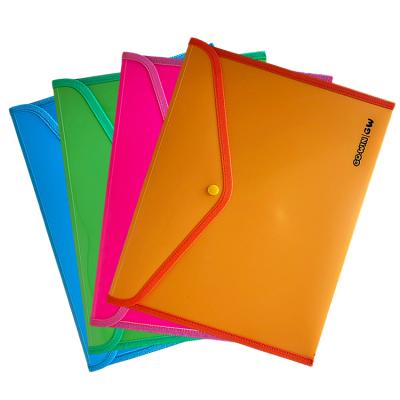 China Good Quality FC Sweet Low Price My Clear Bag Packing PVC Bags Button Envelope Folder Office Filing Folder Document for sale