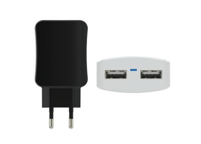 China Double Port Dual USB Wall Charger ABS PC Material EU Pin Socket Type for sale