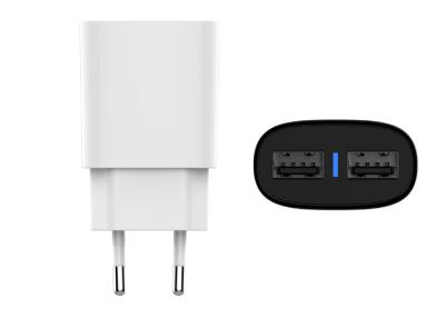 China 5V 2.4A Dual USB Wall Charger Adapter With EU Plug 100-240V 50 / 60Hz Input for sale