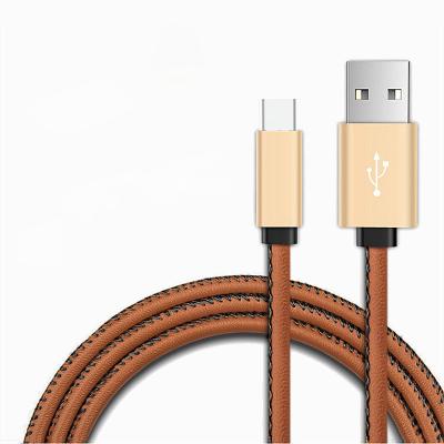 China PU Leather Aluminum Type C Charging Cable , 3.3FT Type C To USB A Cable for sale