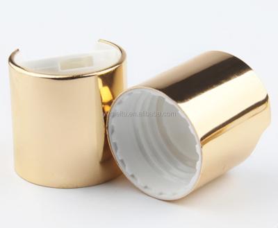 China Non Spill 20 410, 24 410, 28 410 Good Quality Shiny Gold Or Silver Aluminum Disc Cap For Shampoo Bottle for sale