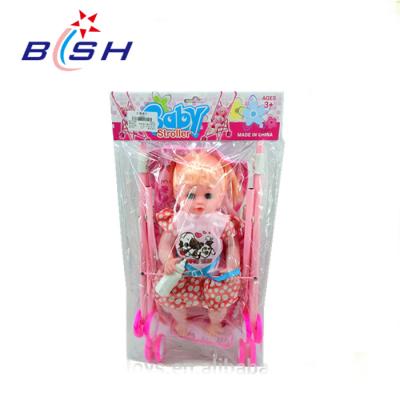 China Eco-friendly material funny nice quality baby toy fashion popular selling doll with stroller for sale