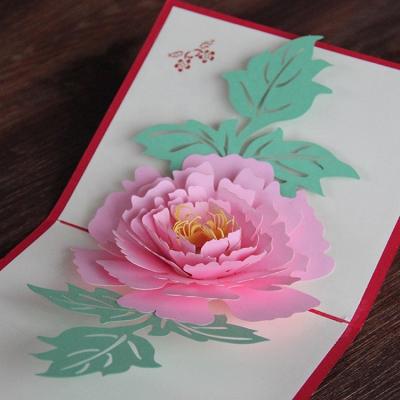 China Europe Factory Custom Pop Up Cards 3d Laser Cutting Paper Pop Up Card Flower for sale