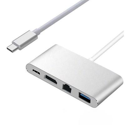 China Wholesale USB 3.0 hub HDTV rj45 gigabit network card palladium USB 3.0 expansion 4in1 expansion dock type-c customization YT035 for sale