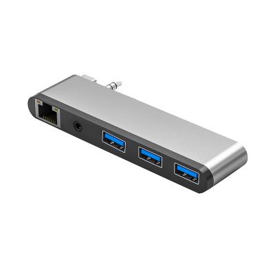 China New expansion docking hub 5in1 multifunction gigabit network card usb3.0 type c splitter YT040 for sale