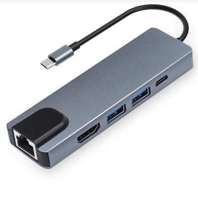 China 5 in 1 Hot Selling USB C Adapter 5 in 1 Usb Hub 3.0 PD Rj45 Charging Docking Station for Matepad Matebook for sale