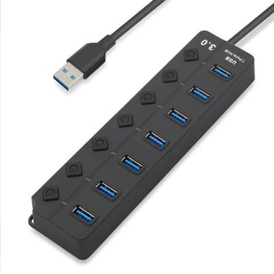 China Data Transfer + Factory Direct Charging 7-Port USB 3.0 Hub SuperSpeed ​​Adapter with Separate Switch for sale