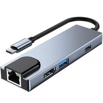 China Muilt Function New 6 In 1 Usb C Hub USB 3.0 To Type C Ethernet Hub Adapter for sale